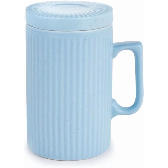 shiyou-Coffee Mug with Lid, 16oz Coffee mug and Tea cup with Coaster - Suitable for Dishwasher and Microwave (Blue)