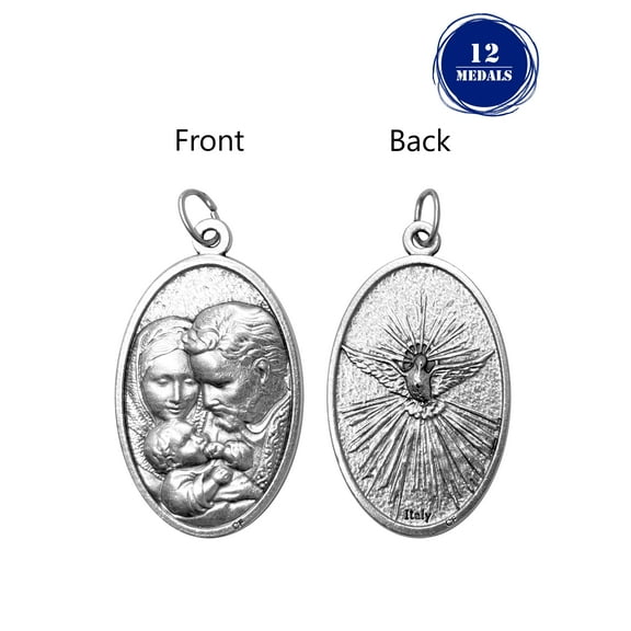 Pack of 12 Saints Medals in oxidized silver made in Italy 1.5" x 1.0"