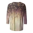 thumbnail image 5 of Cavosen Casual Tops for Women 3/4 Sleeves Floral Graphic Print Shirts Round Neck Loose Dressy Blouse Fashion Pullover Hawaiian Tees Summer Going out Tshirts Outdoor Purple 2XL, 5 of 5