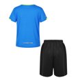 thumbnail image 2 of Yruioon Kids Boys Girls 2 Piece Tracksuit Moisture Wicking Short T-shirts with Sport Shorts Set Gym Blue&Black 130, 2 of 7