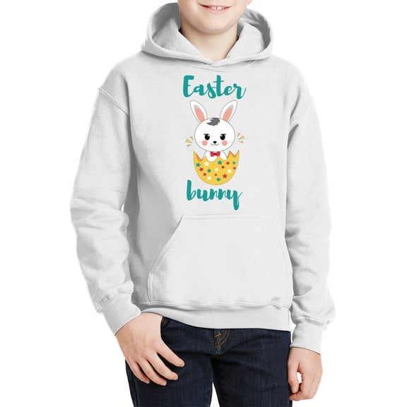 Easter Bunny Boy Hooded Sweatshirt for Kids - Youth S M L XL - Christian Holiday Easter Hoodie for Boys for Girls