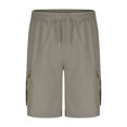 thumbnail image 4 of Pantalones Cortos de Carga de Cintura Elástica para Hombres Casual Sólido Longitud de Rodilla Bolsillo de Carga Pantalones Rectos, Mezcla de Algodón, 4 of 7