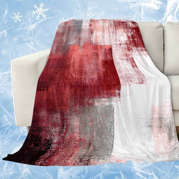 Red Grey Oil Painting Cooling Blanket,Lightweight Breathable Summer Throw Blanket with Double Sided Cold Effect,Abstract Modern Street Smear Art Picnic Blankets Bed Sheet for Hot Sleepers 60"x80"
