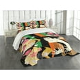 thumbnail image 3 of Ambesonne Kabuki Quilted Bedspread Set 3 Pcs, Actor Sakura Blooms, Queen Size, Multicolor, 3 of 5
