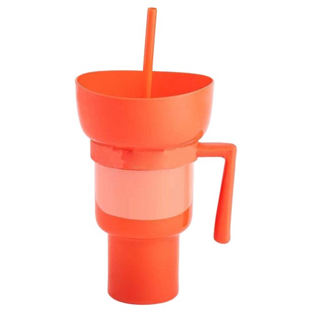 Snack Bowl Drink Cup con pajita de gran capacidad Drink Snack Bowl para Cinema Beach