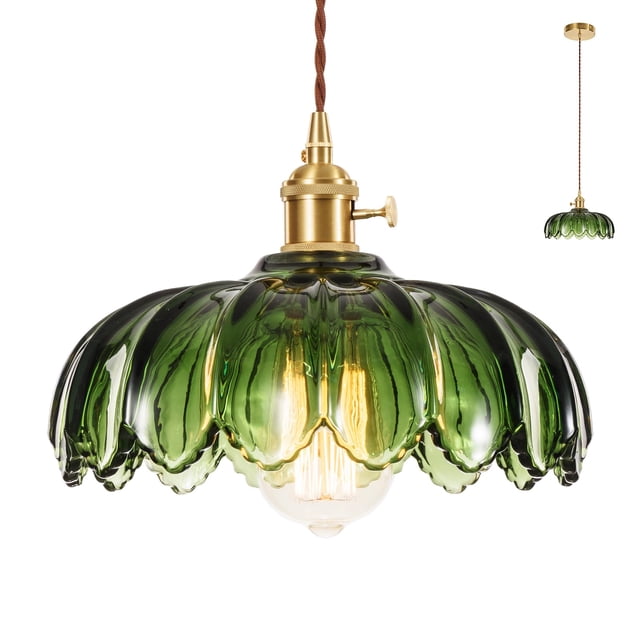 Lámpara colgante XZHGCEE vintage de cristal verde para isla de cocina