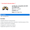 thumbnail image 2 of Air Filter Set - Compatible with 2009 - 2015 BMW 750Li 2010 2011 2012 2013 2014, 2 of 2