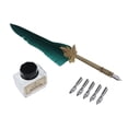 thumbnail image 1 of Abbracc Vintage Quill Pen With Real Feather,Ink Bottle, 5 Stainless Steel Nibs Turquoise, 1 of 9