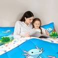 thumbnail image 5 of Manfei Underwater Scene Full Size Bedding Sets,Cute Axolotl Full Size Bed in a Bag For Girls,Blue Green Pink,Colorful Stars Reversible,7-Piece, 5 of 8