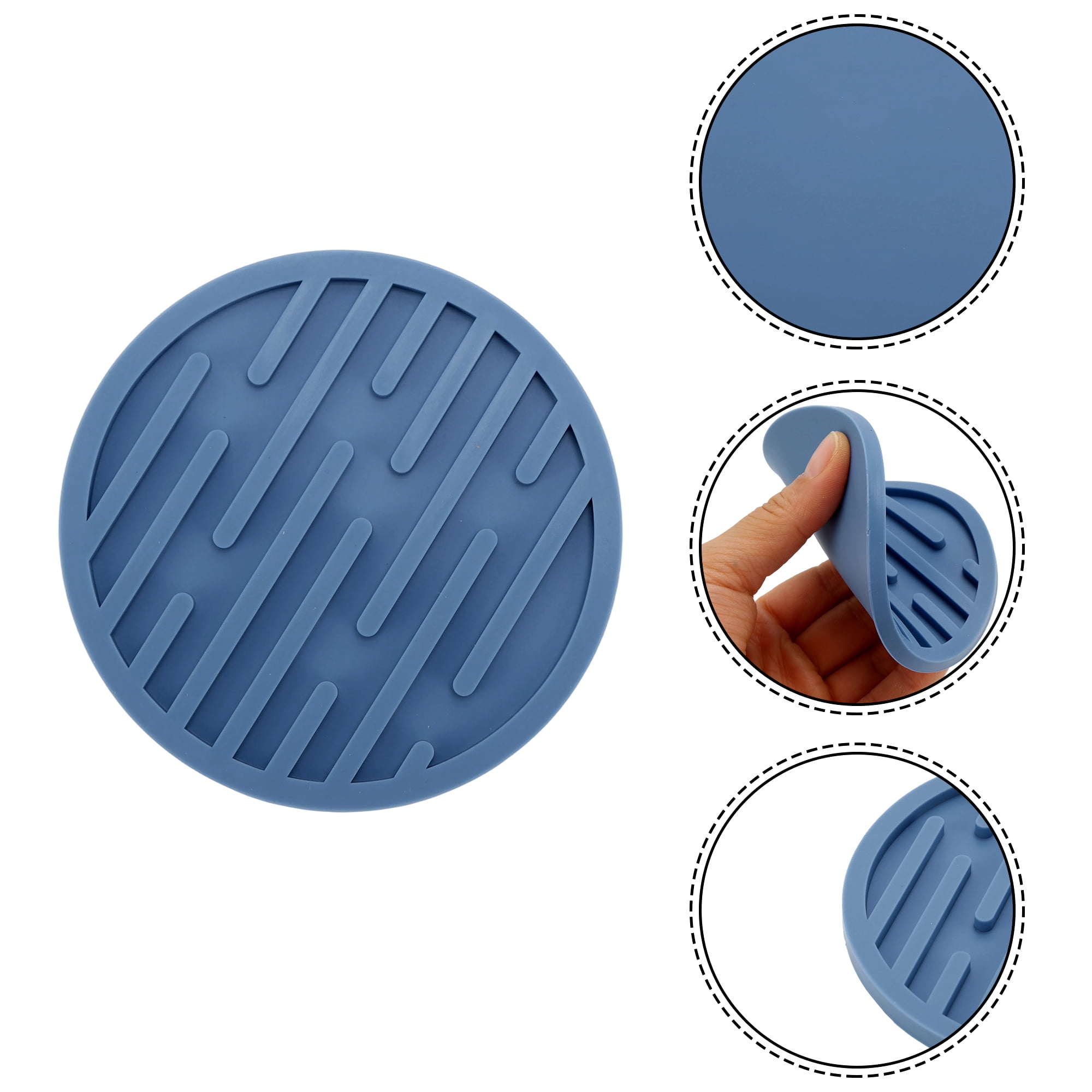 Unique Bargains Water-repellent Stripes Drink Coaster Set Blue