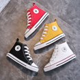thumbnail image 3 of Zapatos de lona para niños con cremallera lateral alta, antideslizantes, de tela con suela suave, zapatos grandes para niños, zapatos blancos pequeños para jardín de infantes Tide, 3 of 6