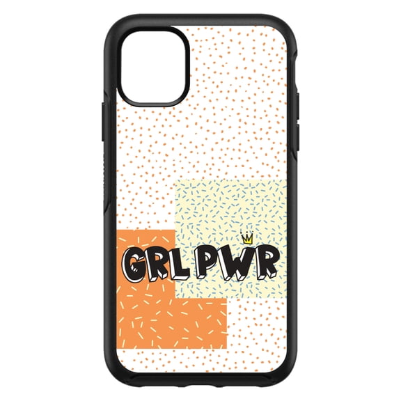 DistinctInk Custom SKIN / DECAL compatible with OtterBox Symmetry for iPhone 11 (6.1" Screen) - Girl Power - GRL PWR - Crown, Polka Dots