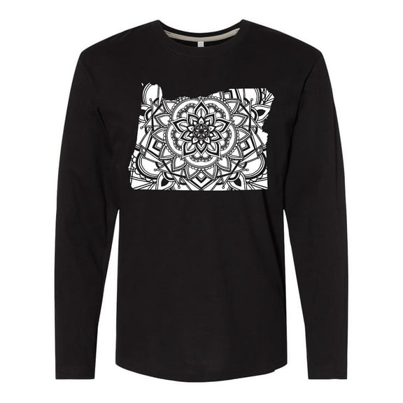 Inktastic Oregon Silhouette Mandala Long Sleeve T-Shirt