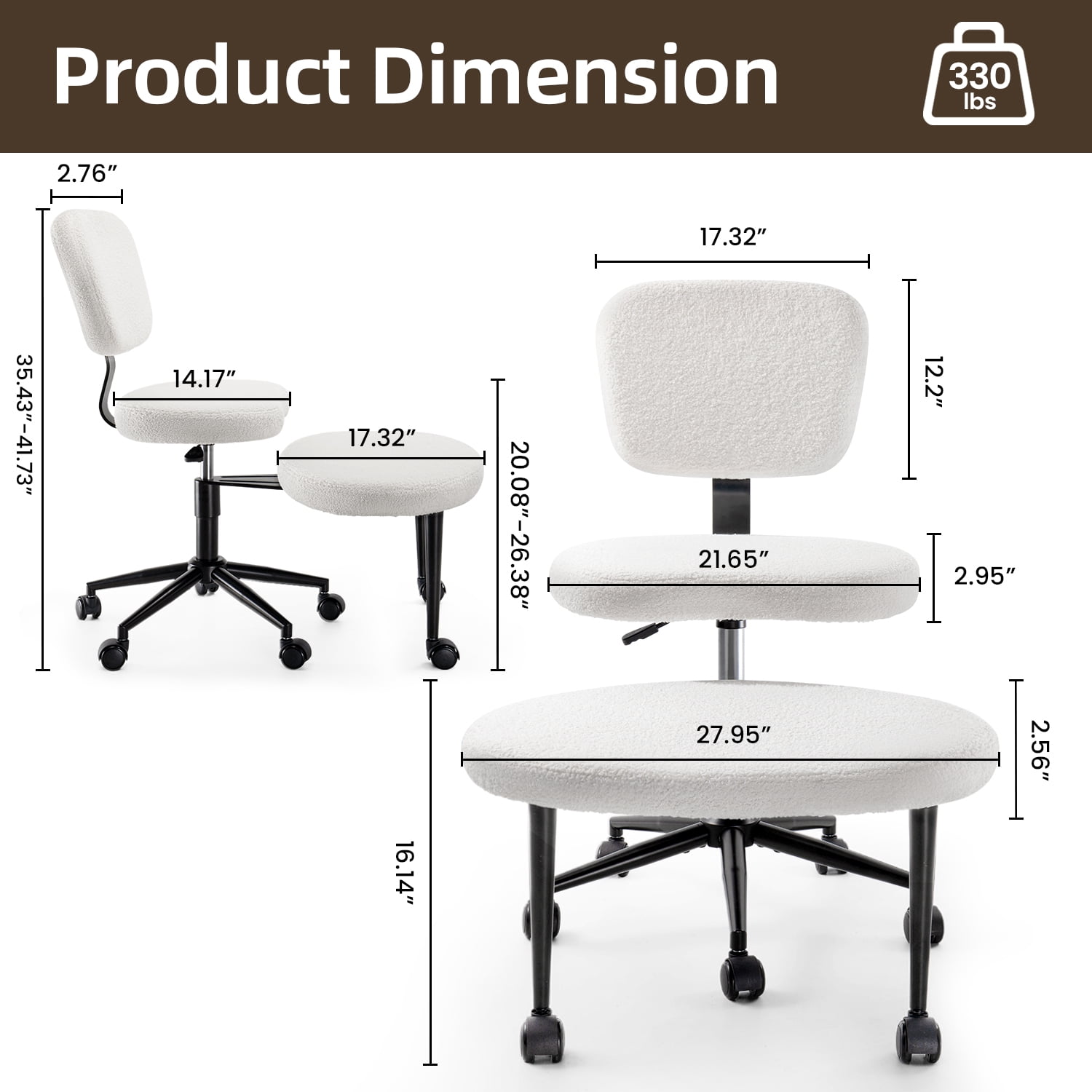 Waleaf Cross Legged Office Chair Swivel, Ergonomic ADHD Desk Chair with Wide Seat, Heavy Duty Boucle Yoga Meditation Chair for Adult