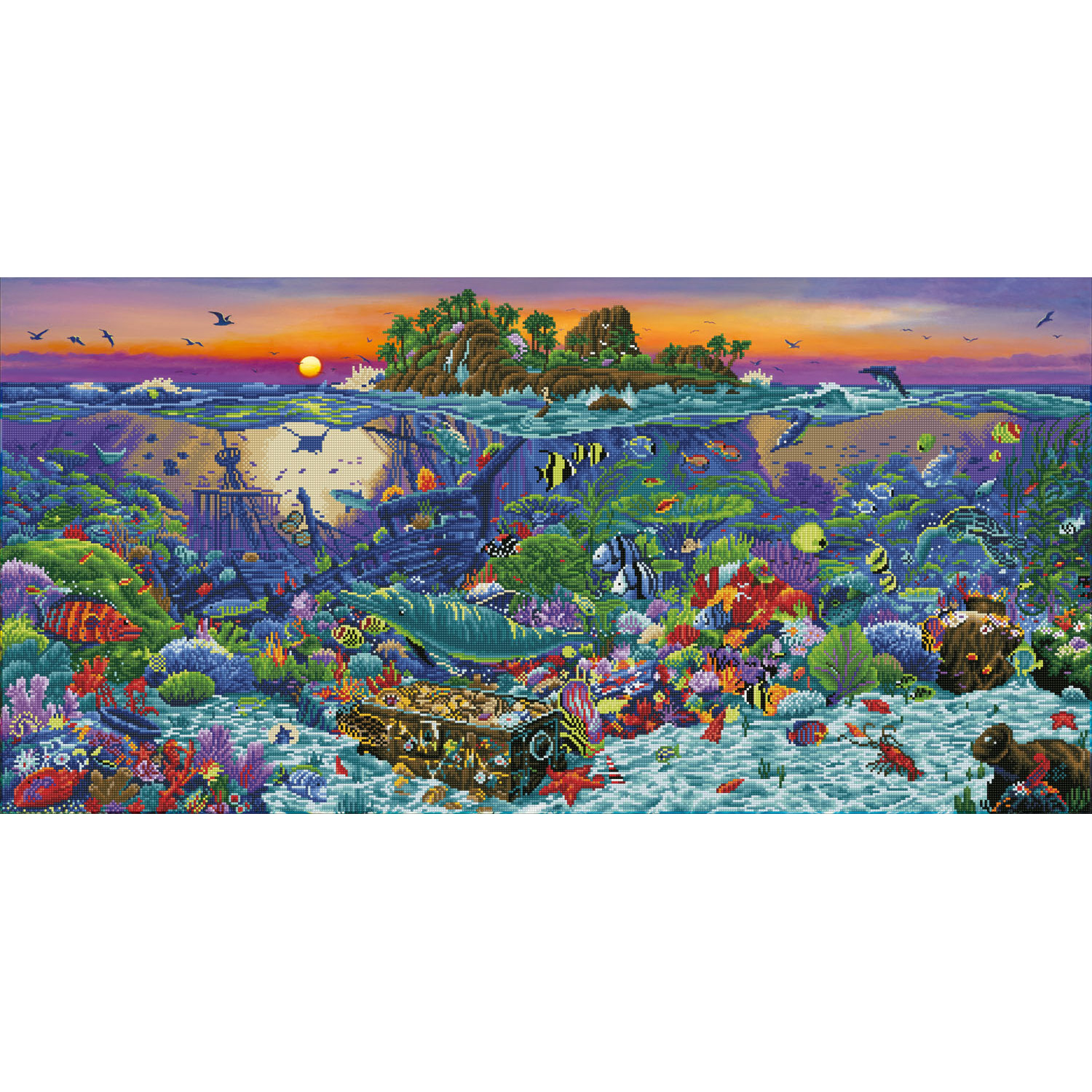Diamond Dotz Coral Reef Island Diamond Painting Kits for Adults - Diamond Art Kits a Relaxing Creative Craft Kit with Dotz Gems 51x25