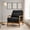 Dark Gray, variant on Mid-Century Wooden Lounge Chair with Solid Wood Armrests, Nubby Upholstered Seat & Backrest, High-Density Foam Cushion, for Living Room, Bedroom, Study, Balcony, Coffee