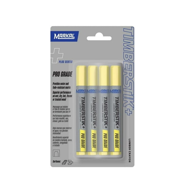 Lumber Crayon Markal Timberstik Plus, 20 cm, amarillo, 4 unidades