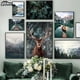 thumbnail image 2 of Paisaje de bosque de nieve nórdica, cartel de ciervos, Animal, lago, barco, hojas de Navidad, montaña, nieve, impresiones, pintura, decoración de imagen natural, 2 of 4