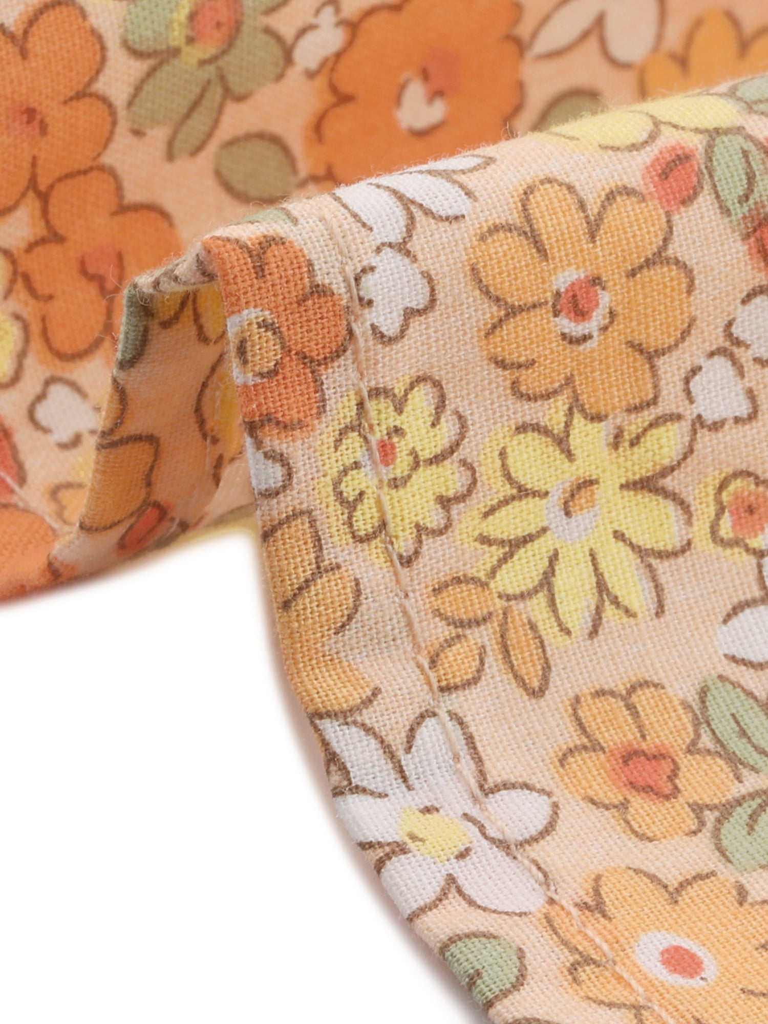 DARING DIVA Women's Turndown Collar Button Down Floral Blouse L Orange