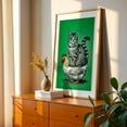 thumbnail image 2 of A cat sitting on a chicken - Illustration Surrealism Humor Animal Cat Farm Pop Art Whimsical Oak Framed Wall Art Print 20 x 30 inches, 2 of 59