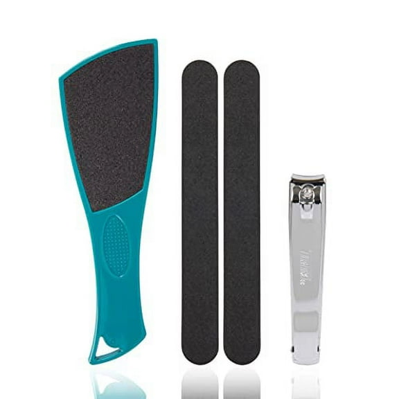 TRIM Foot Callus Nail Shaper Bundle – For Clipping Toenails and Removing Foot Calluses – Includes Sole Refiner, Deluxe Toenail Clippers with Nail File and Black Salon Boards (2-Pack) – Easy to Use
