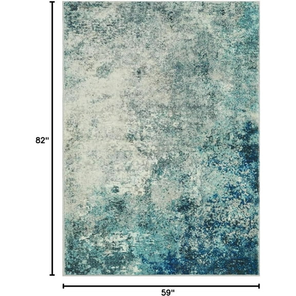 Modern Abstract Area Rug 5x7 Rugs for Living Room, Washable Accent Bedroom Rug Low Pile Non-Slip, Indoor Floor Contemporary Carpet for Kitchen Bathroom Laundry