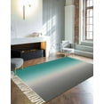thumbnail image 4 of Gradient Turquoise,Large Area Rug 4x6ft Woven Runner Rug,Minimalist Gray Grey Abstract Art Washable Living Room Bedroom Kitchen Bathroom Classroom Carpet with Tassels,Indoor Outdoor Throw Door Mat, 4 of 5