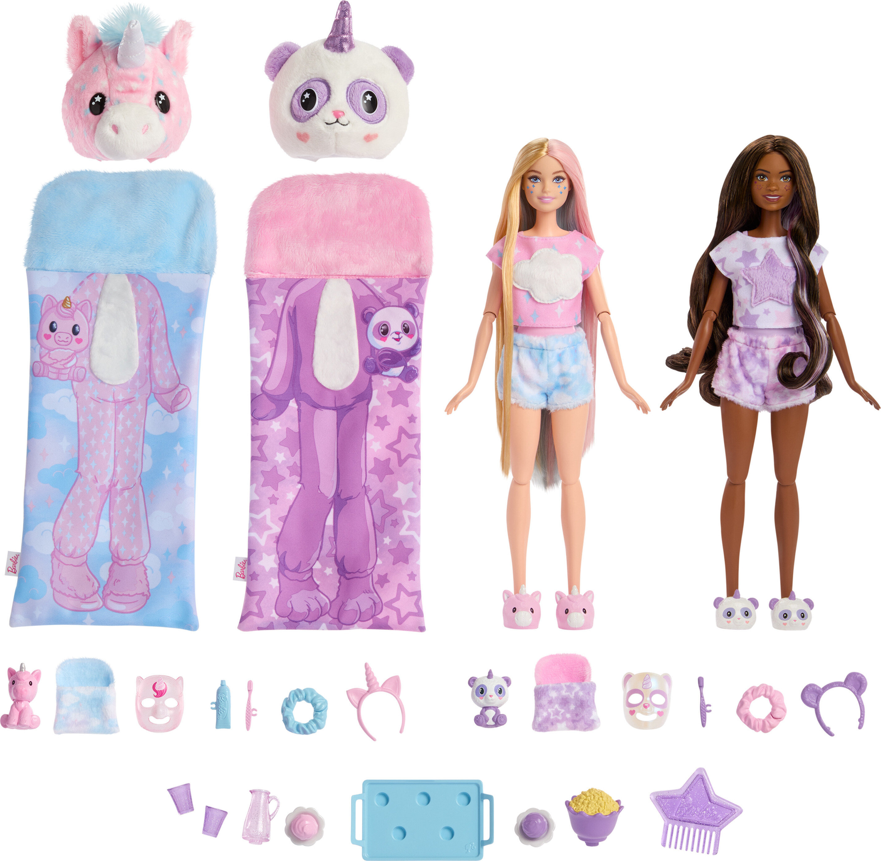 Barbie Cutie Reveal Slumber Party Gift Set with 2 Dolls & 2 Pets, 35+ Surprises, Cozy Cute Tees - image 2 of 6