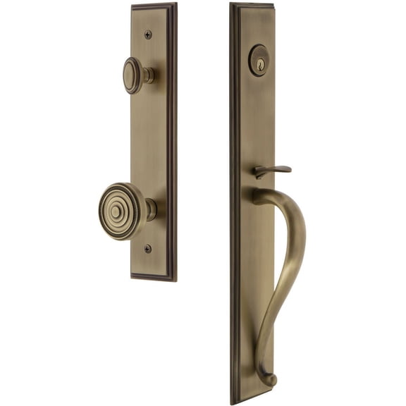 Grandeur 845446 Carre Solid Brass Rose Keyed Entry Single Cylinder "S" Grip Handleset -