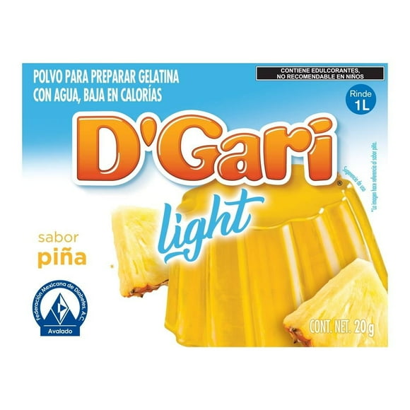 Polvo para preparar gelatina D' Gari Sin Azúcar de agua sabor piña 20 g