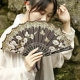 thumbnail image 3 of Tnobhg Handheld Fan Vintage Style Bright Color Exquisite Pattern Fine Workmanship Ultralight Cloth Retro Chinese Style Folding Fan Photography Prop Office Supplies, 3 of 8