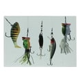 thumbnail image 1 of Fishing Cutting Board, Various Type of Fishing Baits Hobby Leisure Passtime Sports Hooks Catch Elements, Decorative Tempered Glass Cutting and Serving Board, Small Size, Multicolor, by Ambesonne, 1 of 1