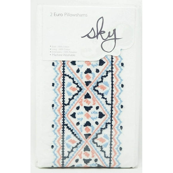 Sky Home Literie Azteca 2 Taies d'Oreiller, Blanc, Grand Lit/Grand