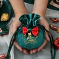 thumbnail image 4 of Anhility Velvet Christmas Bag with Drawstring Christmas Candy Gift Bag Velvet Reindeer Pouches Reusable with Bow for Christmas Winter Holiday, 5.51x3.94 Inch, 4 of 6