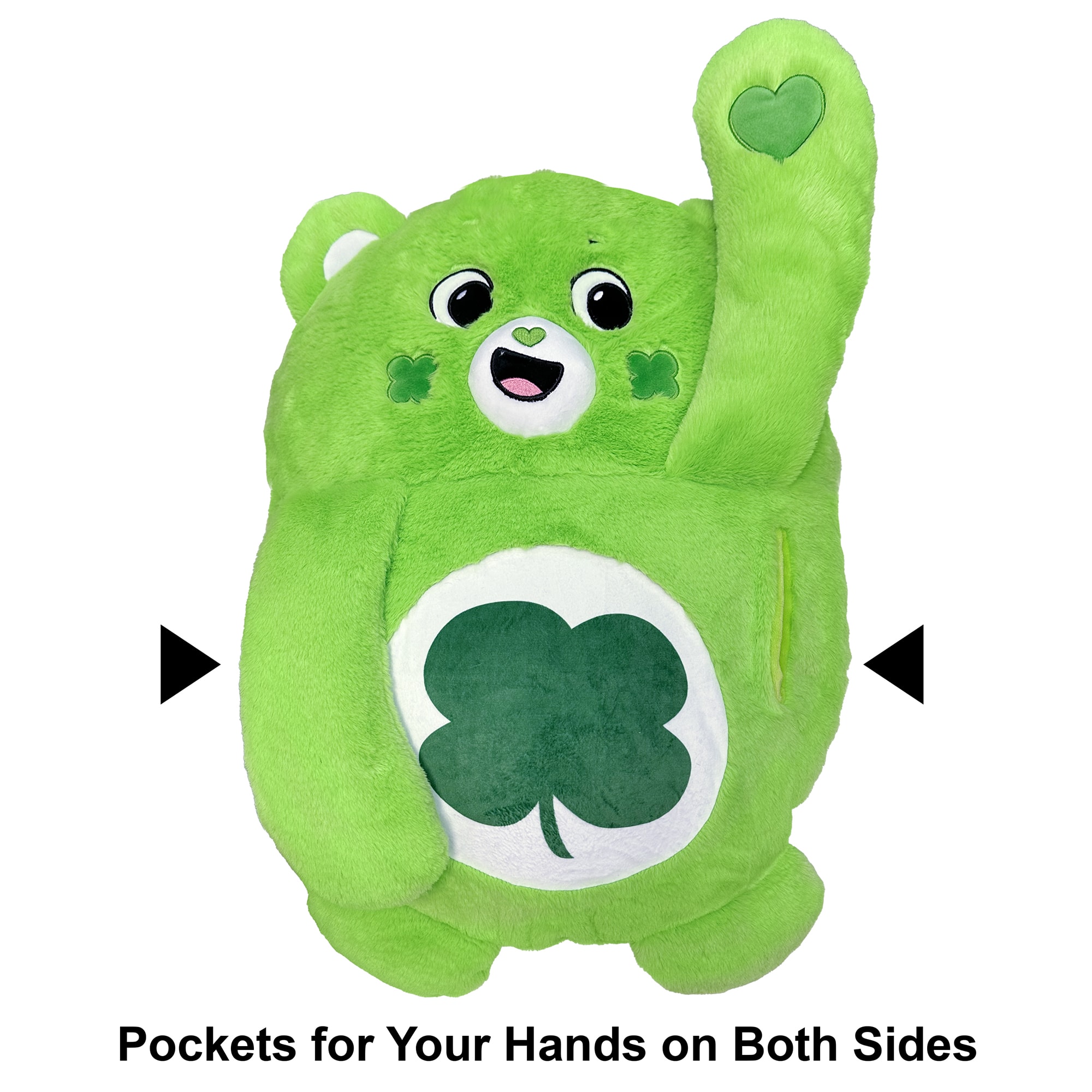 Happy Nappers: Care Bears Pillow Pocket Pal - Good Luck Bear - Plush Character Pillow Case, Animal Cover, Weighted Paws, Soft Huggable Companion, Kids