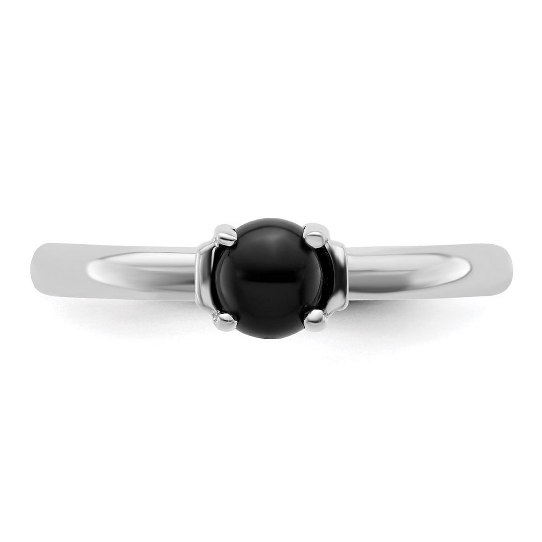 2.5mm 925 Sterling Silver Prong set Stackable Polished Black Agate Ring Size 7 Stackable Ring for Women