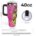 thumbnail image 2 of 40 oz Insulated Tumbler with Handle, Leak-Proof Straw Lid, Stainless Steel Travel Mug for Car & Road Trips - Neon Pink Leopard, 2 of 6