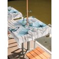 thumbnail image 2 of Square Outdoor Tablecloth with Umbrella Hole Blue Tulip Outside Table Cloth Waterproof Patio Table Cover Country Spring Butterfly Floral Wooden Grain Zipper Tablecloths for Picnic Camping 60x60 Inch, 2 of 8
