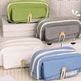 thumbnail image 7 of Lksixu Large Capacity Pencil Case, 3-Layer Canvas Pencil Pouch with Zipper and Compartments, Aesthetic Colored Pencil Bag with Button Portable Stationery Storage and Organizer for Students Adults, 7 of 7