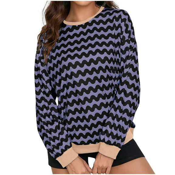 ShiShine Womens Oversized Striped Sweaters Long Sleeve Crewneck Casual Pullover Tops 2025 Fall Trendy Outfits