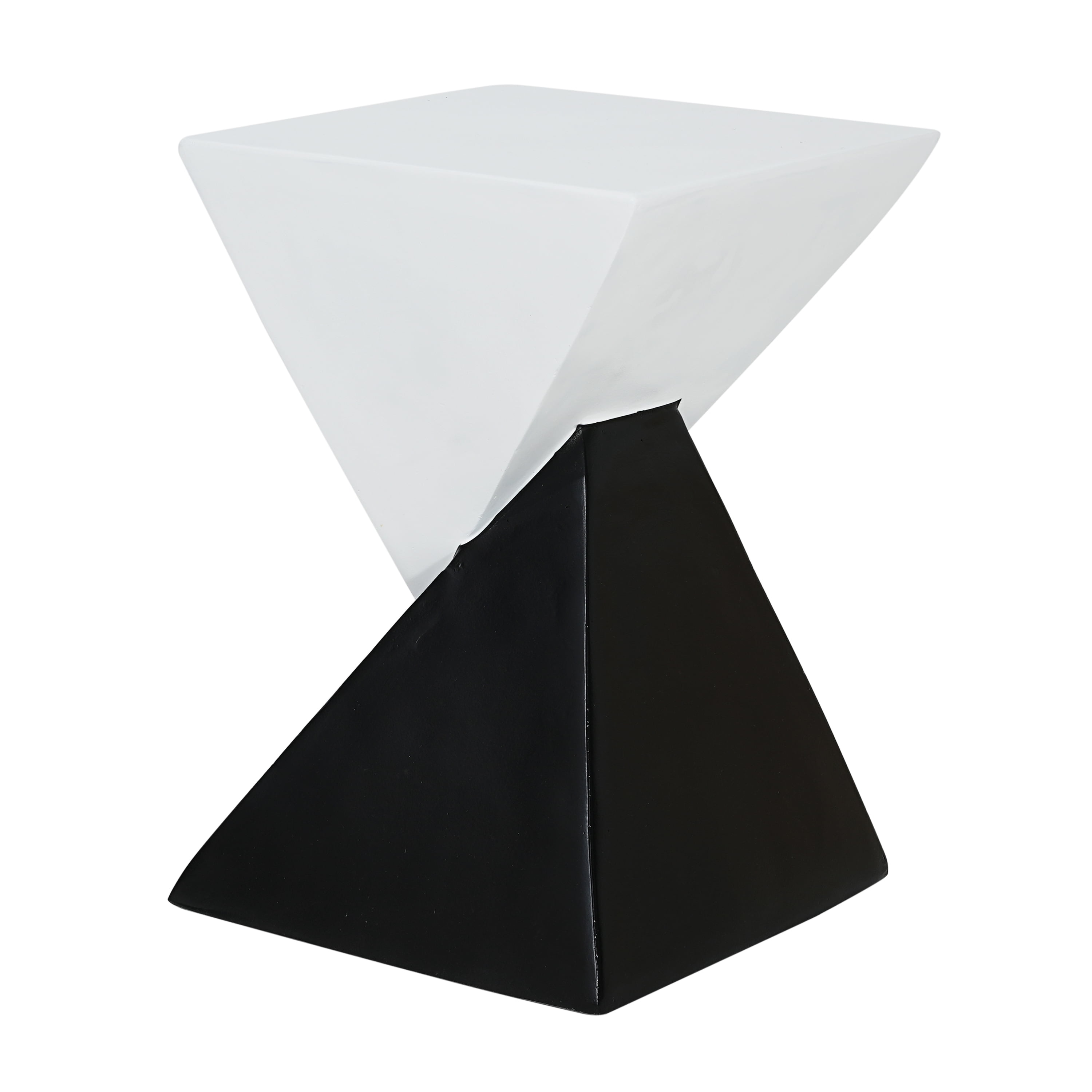 Geometric Side Table, Black and White Two Tone End Table for Living Room Patio Garden, Black and White