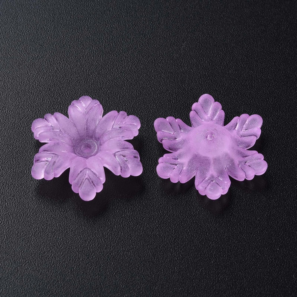 500g Transparent Acrylic Beads Frosted Flower Violet 21x19x5.5mm Hole: 1.6mm about 930pcs/500g