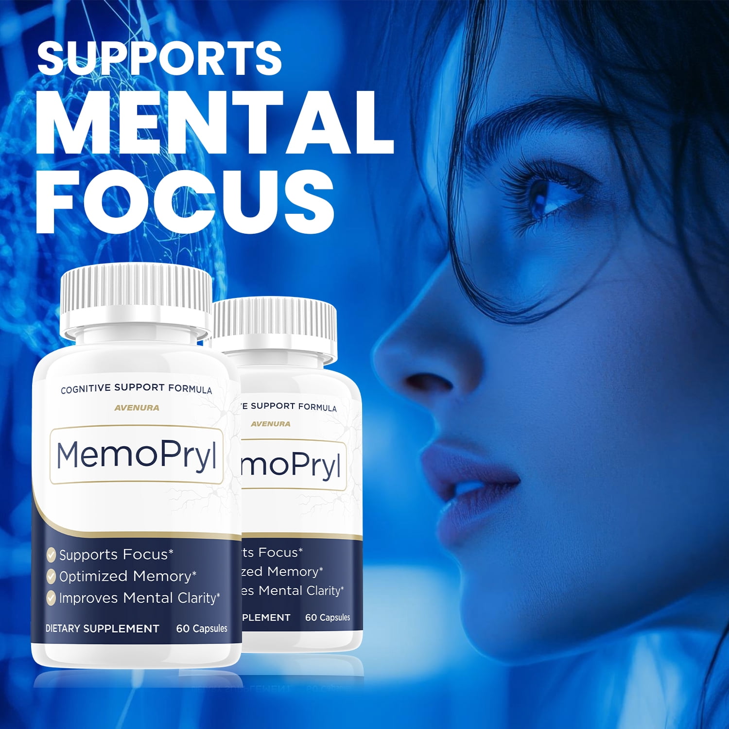 MemoPryl Capsules – Memo Pryl Natural Blend Memory Focus Support Supplement, 2 Pack, 120 Capsules