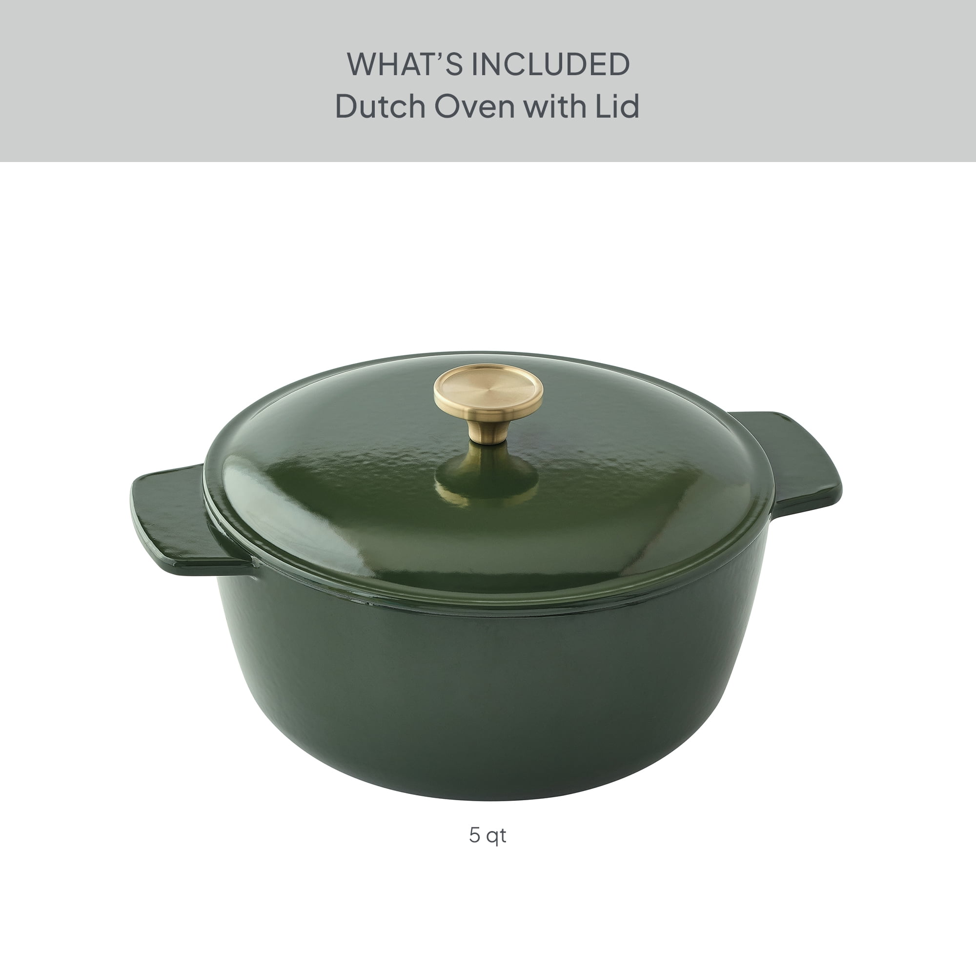 Better Homes & Gardens Green Enameled Cast Iron Dutch Oven with Lid, 5 Quart