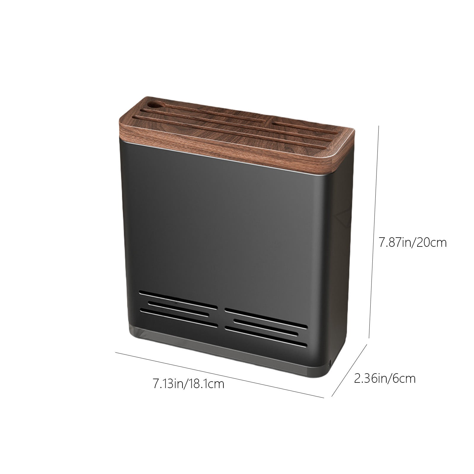 Vacemry Under $5 Wall Mounted Knife Rack, Kitchen Knife Organizer, Slot Style Knife Stand, Walnut Wood and Aluminum Magnetic Holder, Utensil Storage Solution