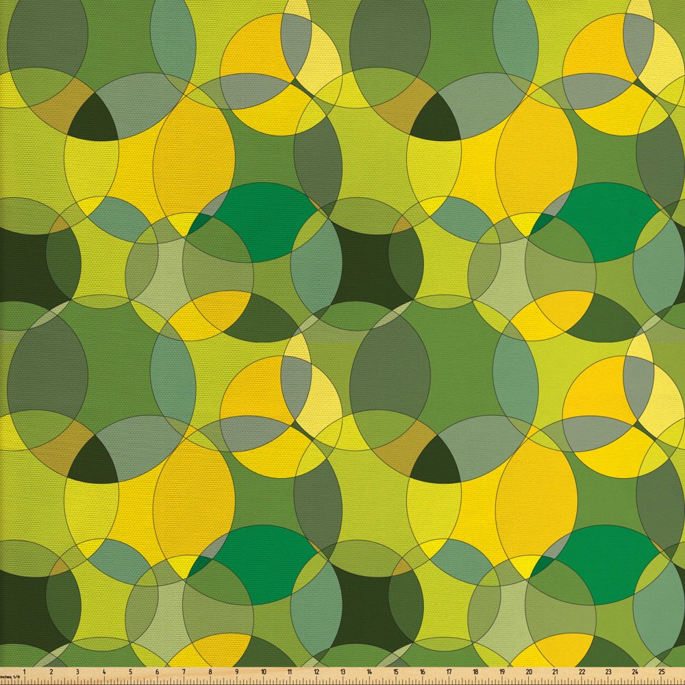 Geometric Fabric by the Yard, Modern Design of Natural Abstract Circles