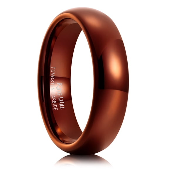 King Will 6mm Red Wedding Band, Tungsten Rings Basic Domed Wedding Ring for Men Women, High Polished Finish, Durable and Comfort Fit, Size 10