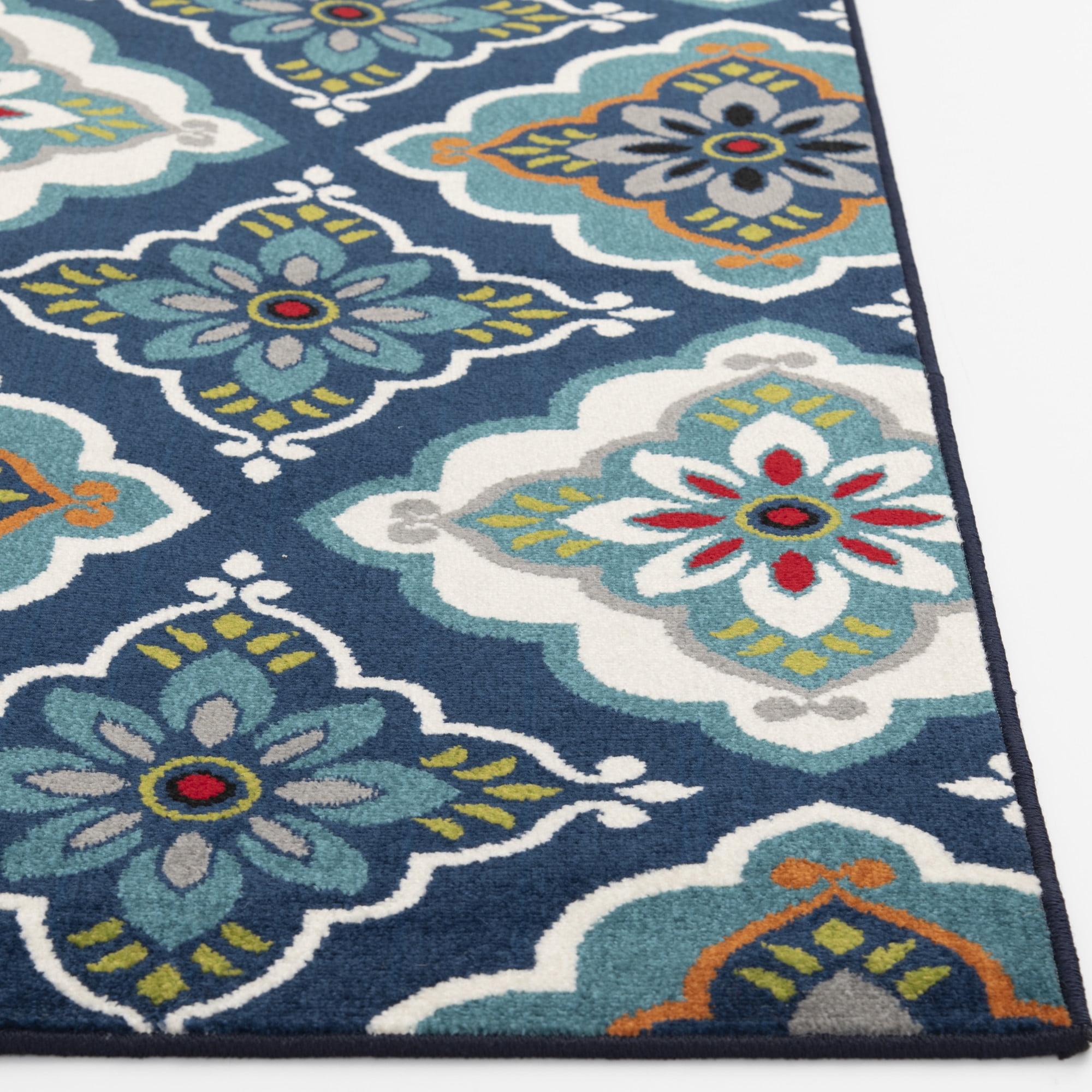 Loomaknoti Terrace Tropic Turberry 4' x 6' Floral Indoor/Outdoor Area Rug , Blue/White