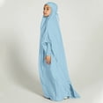 thumbnail image 4 of IBTOM CASTLE Kids Girls Long Sleeve Full Cover Hijab Kaftan Dubai Islamic Prayer Dress Abaya Muslim Hooded Robe Ramadan Clothing 8-9 Years Light Blue, 4 of 8