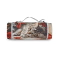 thumbnail image 3 of Picnic Blankets Teencool Beach Blanket Creatively Cat with Poinsettias Pattern Outdoor Blanket for Travel, 3 of 9